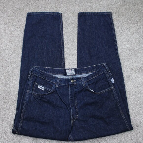 Tyndale FR Jeans Mens 35x34 Blue 5-Pocket FRMC FLF 800 Flame Resistant Workwear - Picture 1 of 16